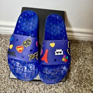 Karl Lagerfeld Blue Jelly Slide Sandals – Never Worn